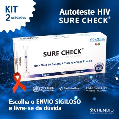 Teste de HIV - Caixa c/ 2 autotestes Sure Check HIV 1/2